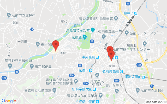 弘前の保険相談窓口のマップ
